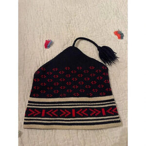 vintage north face winter hat blue